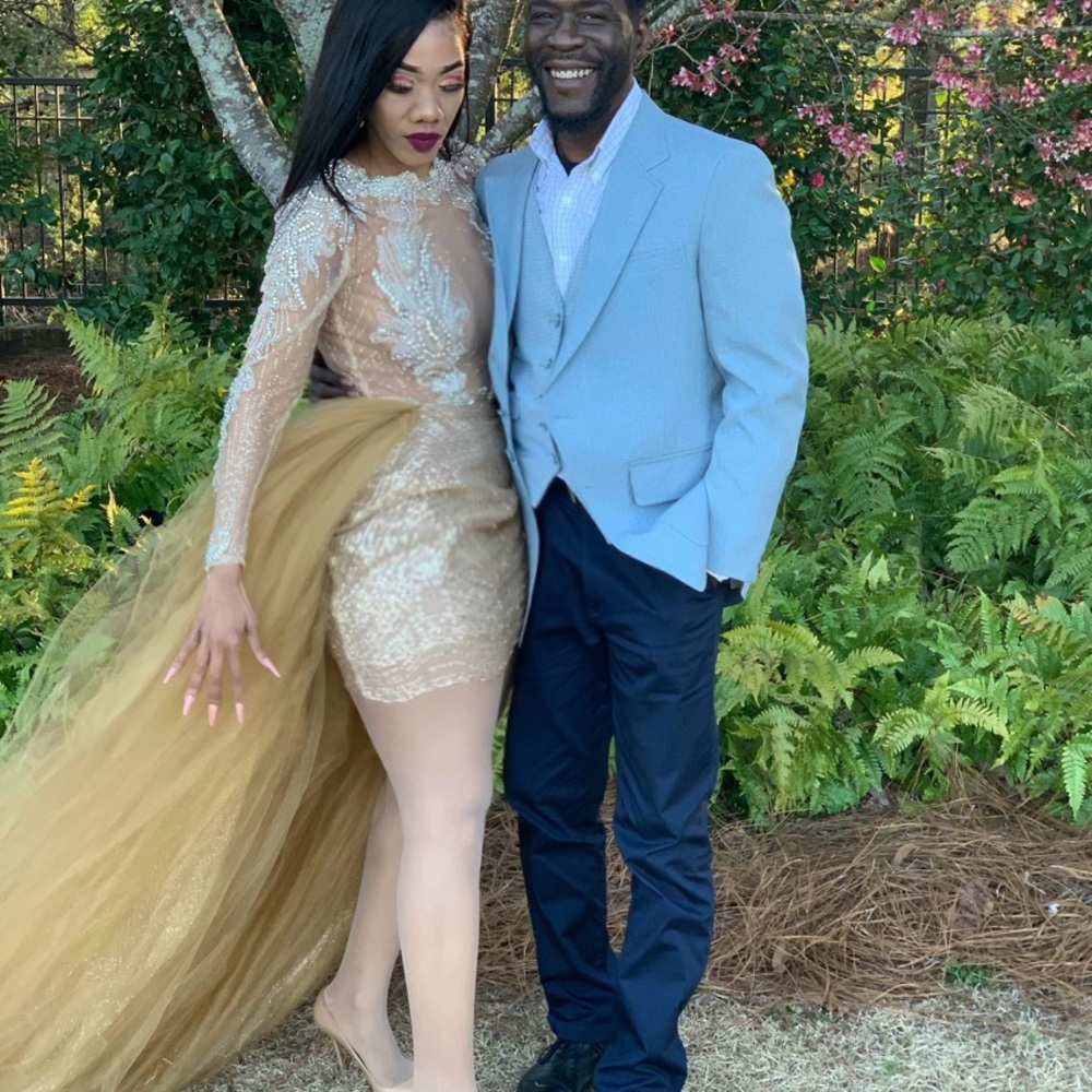 Diamond Crystal Detachable Gown With Train